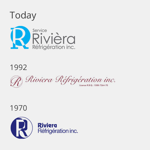 Les différents logos de Rivièra Réfrigération inc. 