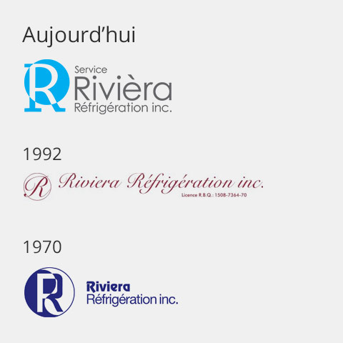 Les différents logos de Rivièra Réfrigération inc. 